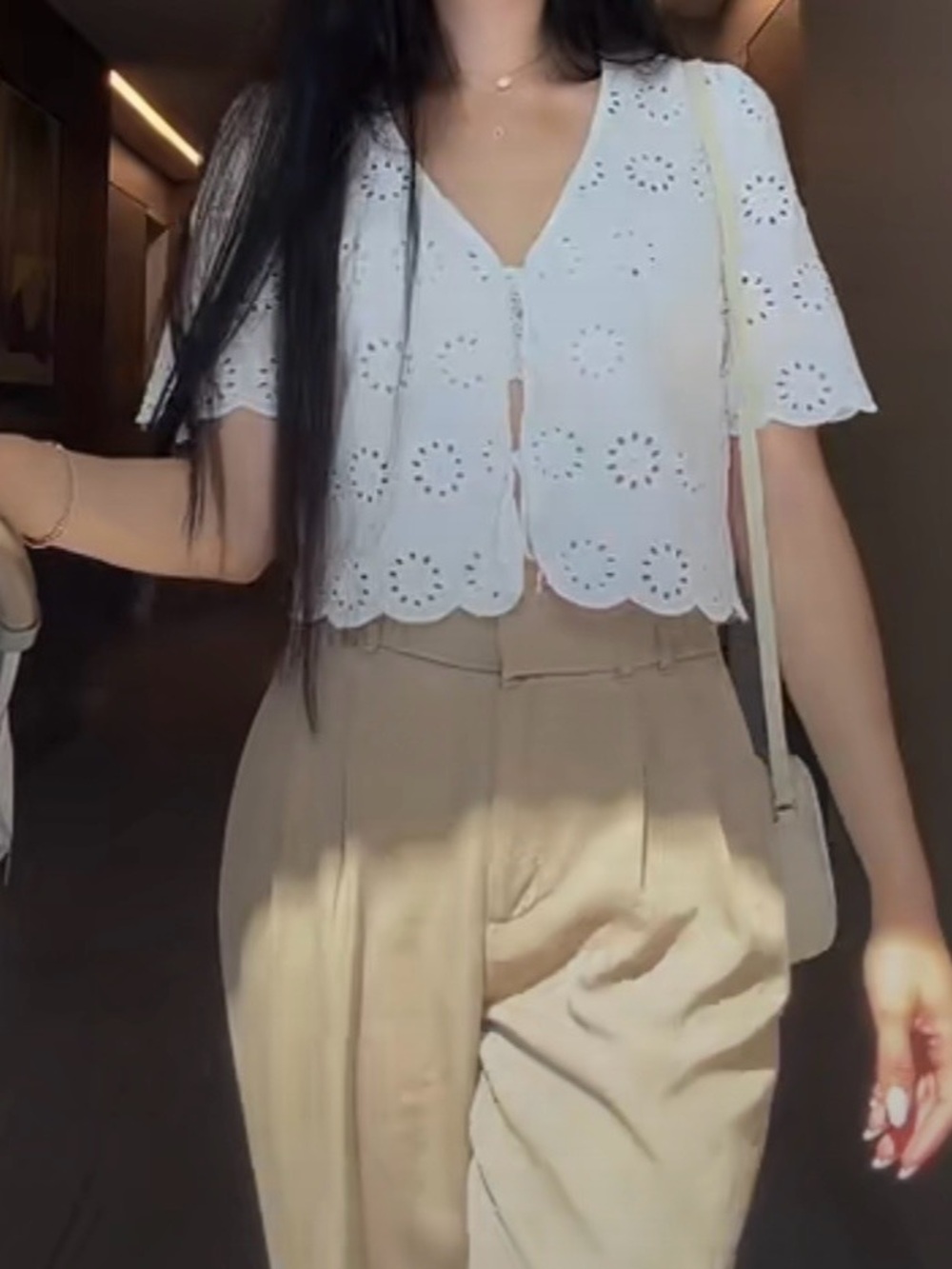 Joie White Eyelet Tie-Front Top
